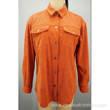 Simple elegant corduroy single-breasted shirt